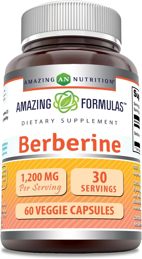Fórmulas asombrosas Suplemento bereberina tención 1200 Mg por servir Silencio Veggie Capsules ← No-GMO TENIDO Gluten-Free TEN Made in USA (60 Conde, 1 Pack)