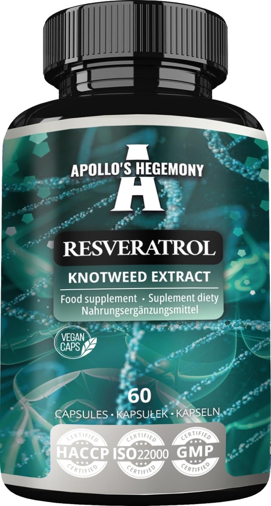 APOLLO'S HEGEMONY Resveratrol High Dose 400 mg - 60 Vegan Capsules - 2 Months Supply - 98% Trans-Resveratrol from Japanese Knotweed Extract - Natural Antioxidant