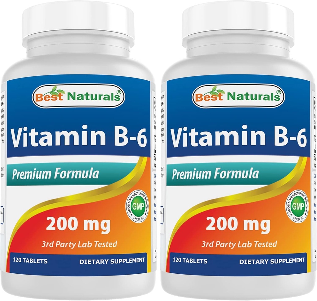 Mejores Naturales Vitamina b6 200mg para adultos, 120 Tabletas (120 Cuenta (Pack de 2))