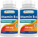 Mejores Naturales Vitamina b6 200mg para adultos, 120 Tabletas (120 Cuenta (Pack de 2))