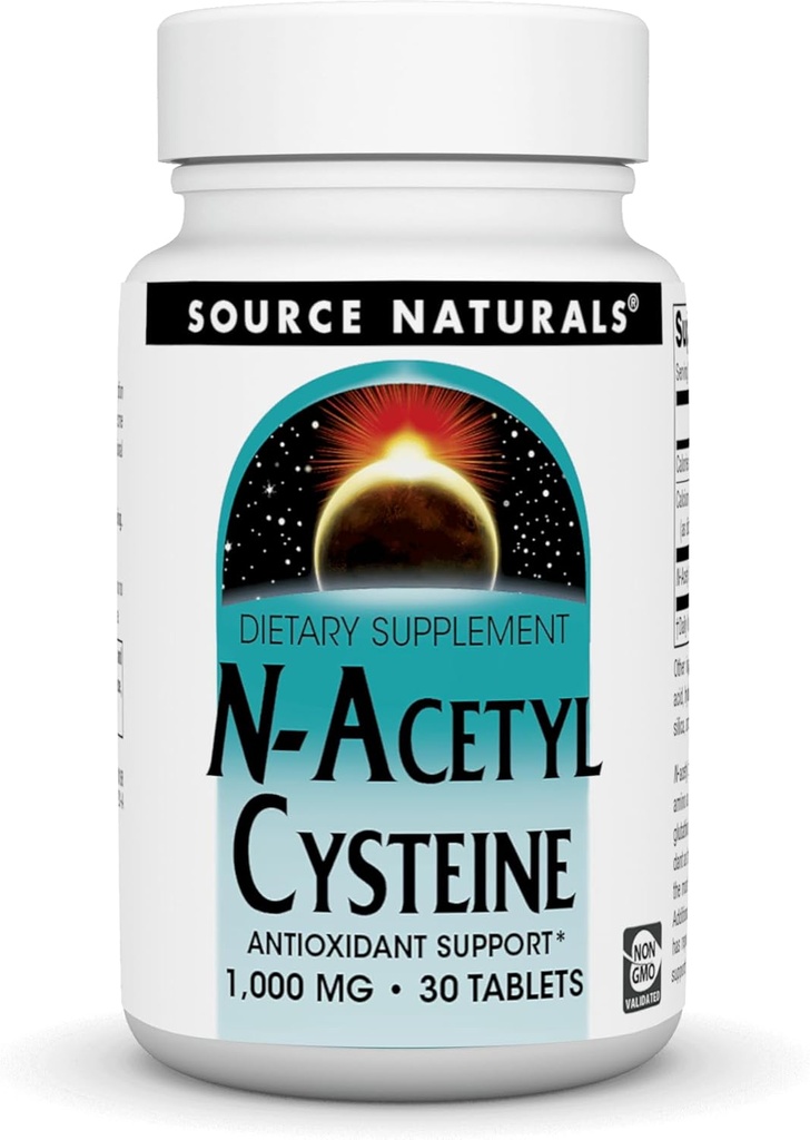 Fuente Naturales N-Acetil Cisteine Antioxidante Apoyo 1000 mg Suplemento dietético que apoya la salud respiratoria* - 30 tabletas