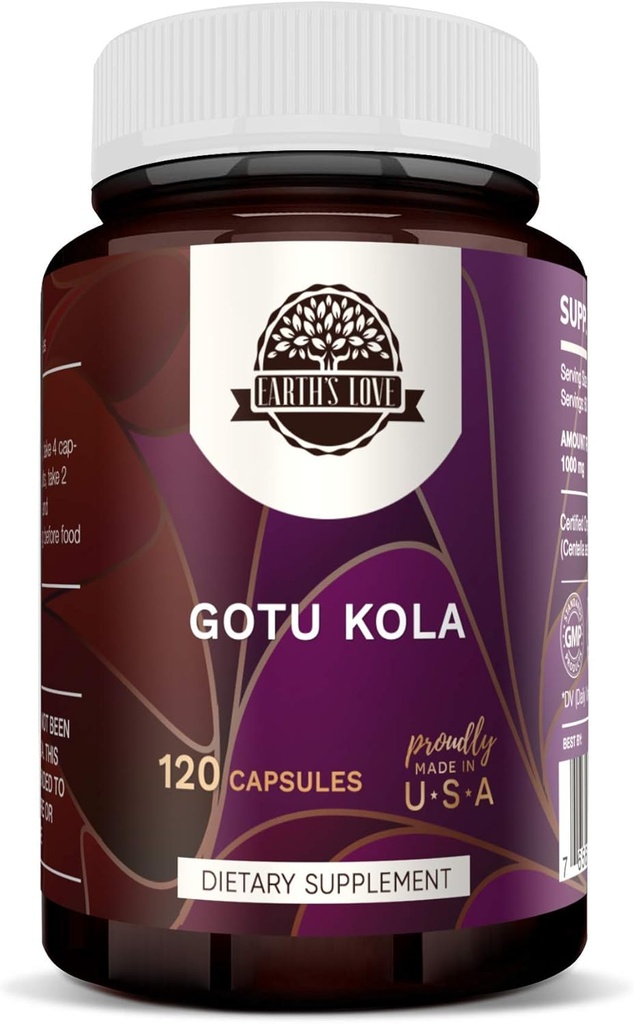 Amor de la Tierra - Gotu Kola 120 cápsulas, 500 mg, Gotu Kola (Centella Asiatica) Herb seco (120 cápsulas)