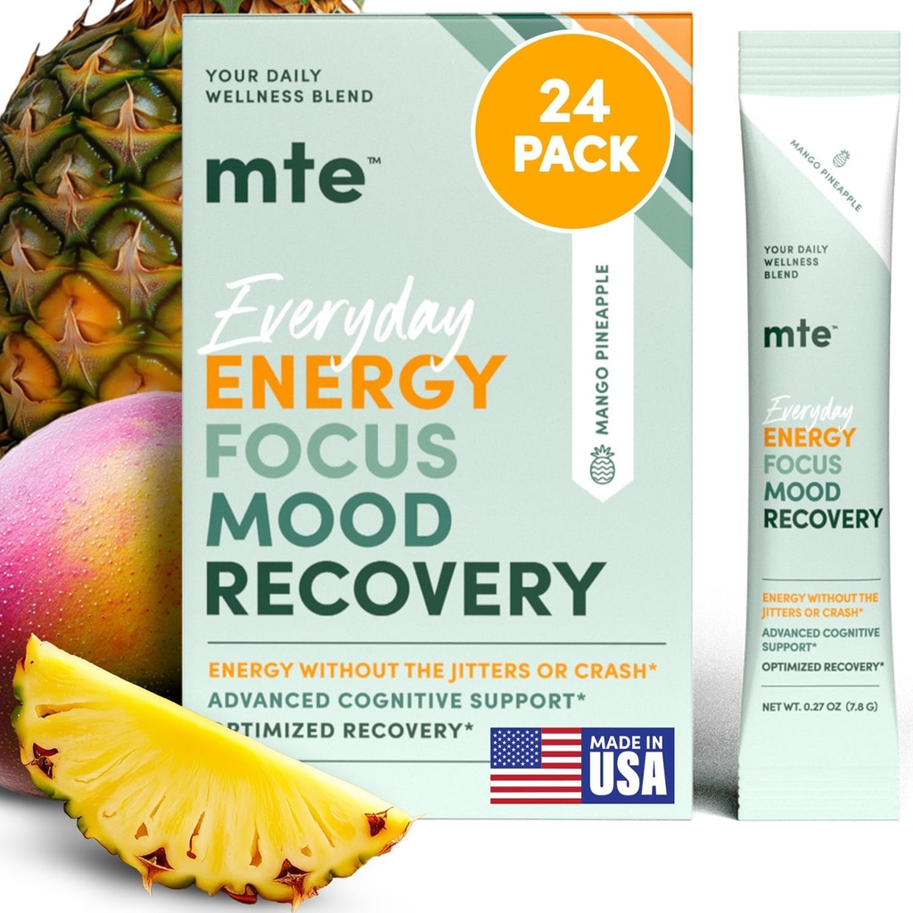MTE Healthy Energy Drink Powder Packets ← Caffeine Free &amp; Sugar Free Energy TEN Boosted Focus and Productivity ← 24 Drink Pouches ANTE Paraxanthine Nootropic Supplement