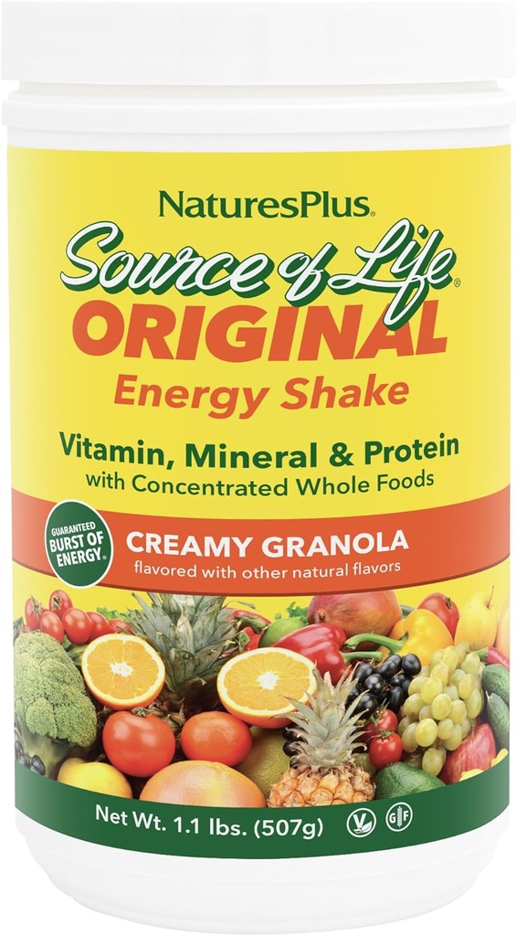 Naturalezas Plus Fuente de Afeitado de Energía de Vida, Creamy Granola - 1.1 lbs - Proporciona 13g Proteína completa, Vitaminas & Minerales - No GMO, Gluten Gratis, Vegetariano - 13 Servimientos Totales