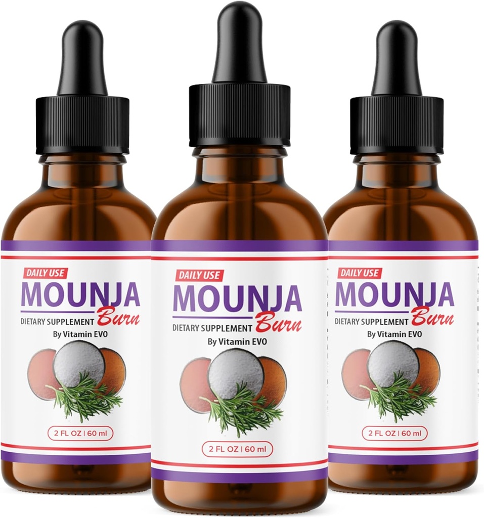 (3 Pack) Mounja Burn Drops - Fórmula Oficial - Mounja Burn Dietary Supplement Drops, Mounja Liquid Drops Maximum Strength General Wellness Support Formula MoujaBurn Mounja Burn Advanced (3 Bottles)