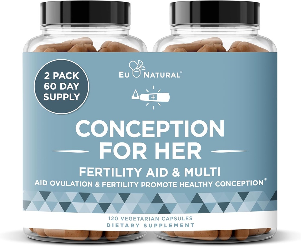 Concepción Suplementos de fertilidad para Mujeres – Ovulación de Ayudas, Equilibrio Hormonal, & Ciclos Regulares – Soporte de Vitamina Prenatal con Myo-Inositol, Folate, Ácido Fólico, Vitex – 120 cápsulas suaves vegetarianas
