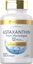 Carlyle Astaxanthin 12mg ← 120 Softgels tención Suplemento de Microalgae Silencio con Coconut Oil ← No Gluten Free