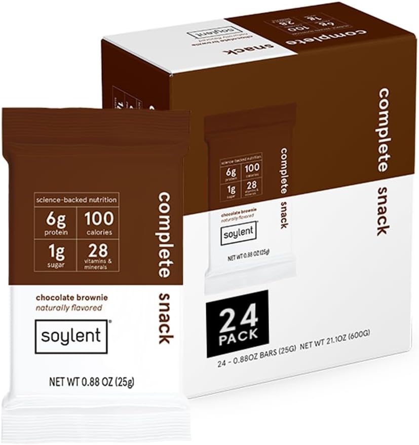 Soylent Snack Mini Protein Bars - Chocolate Brownie, 1g sugar, Protein Bars, Gluten Free, 6g of Vegan Energy - 24 count