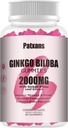 1 Pack 2000mg Ginkgo Biloba Gummies - Ginkgo Biloba Suplementos para el apoyo a la salud cerebral, mejorar el humor y el foco, energía, adulto, sabor a fresa, 60 Condes