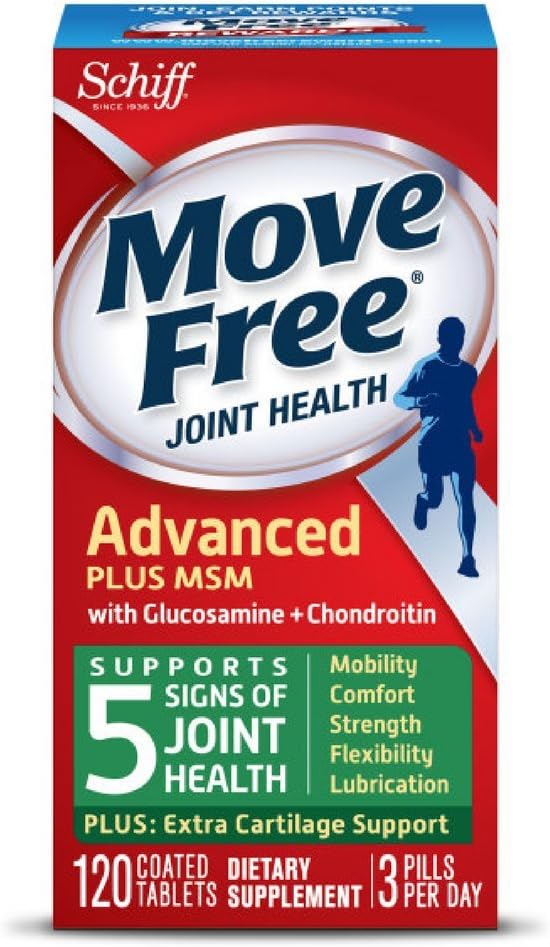 Move Free Advanced Plus MSM, 120 tabletas - Suplemento Conjunto de Salud con Glucosamina y Condroitina (Pack of 4)