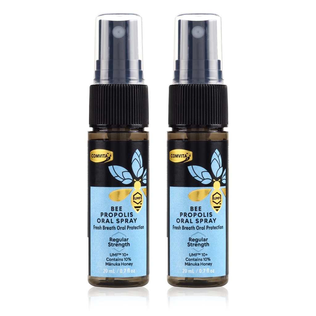 Comvita Bee Propolis Throat Spray - Natural Immune Support, Soothing Mint Flavor with New Zealand UMF 10+ Manuka Honey, Antioxidant, Dietary Supplement - 0.7 fl oz, Pack of 2