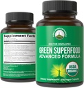 Ecológico Super Verdes 150 cápsulas - Green Juice Superfood Suplemento con 25 Todos los ingredientes orgánicos naturales. Max Energy and Detox Super Food Pills with Spirulina, Spinach, Kale, Turmeric, Probiotics