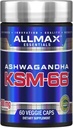 ALLMAX Essentials Ashwagandha KSM-66 (60 Veggie Caps) - Aumentar la fuerza muscular y la recuperación - No GMO, Gluten Free - 30 Servings