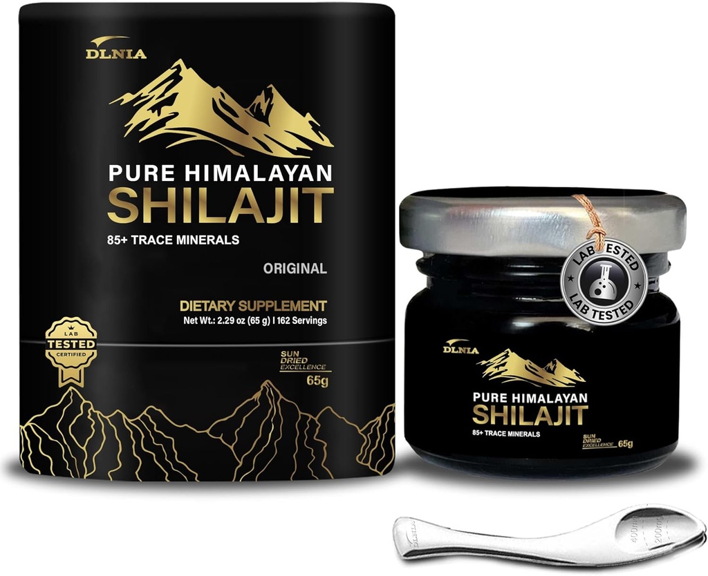 Shilajit Pure Himalayan Organic Shilajit Resin Supplement- Gold+ Grade with 85+ Trace Minerals with 75% Fulvic Acid, Overall Energy & Immune Support, Pure Shilajit for Men & Women, 65g
