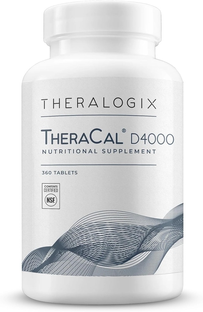 Theralogix TheraCal D4000 - Bone Health Support Supplement with Calcium, Magnesium, Vitamina D3, Vitamina K2 " Boron* - 90-Day Supply - NSF certificado - 360 Tablets