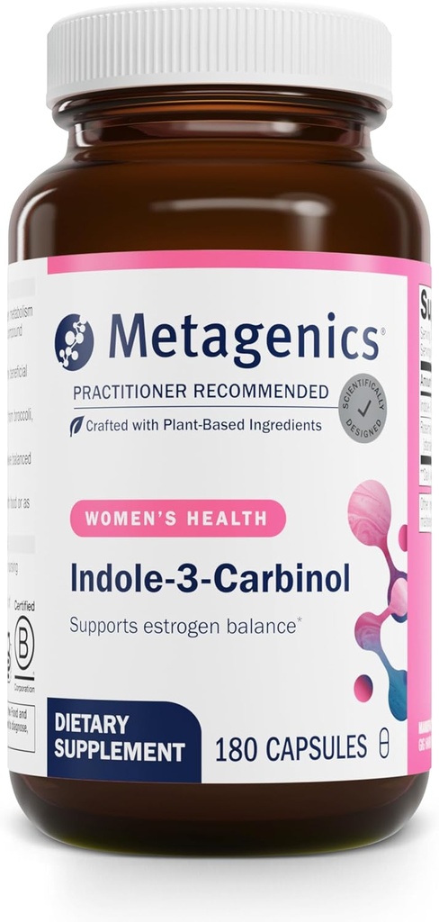 Metagenics Meta Indole-3-Carbinol Supplement - Supports Estrogen Hormone Balance, Antioxidant &amp; Liver Health* - Non-GMO, Gluten-Free, Vegan - GMP Certified Facility - 180 Capsules