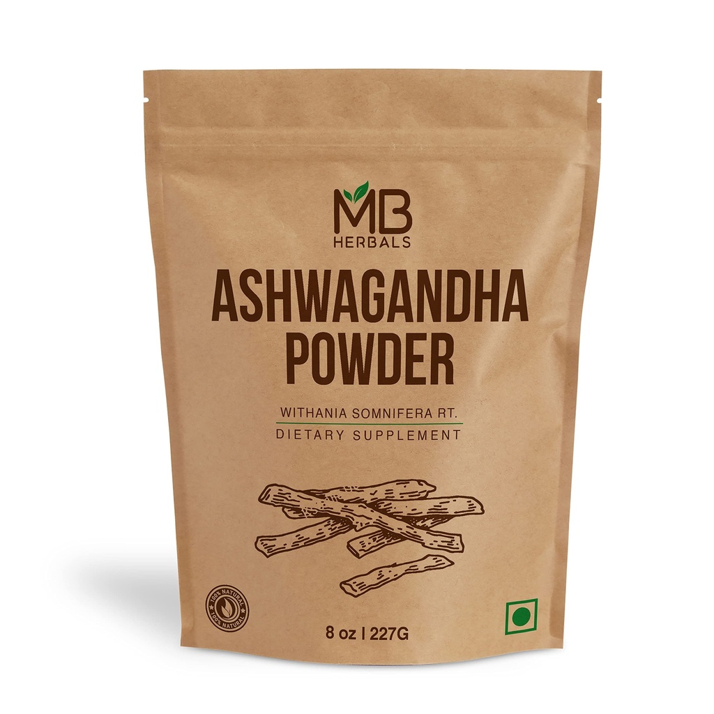 MB Herbals Ashwagandha Powder 8oz (0.5lb) ← Lab Tested ← Indian Ginseng ← Conania somnifera Root Powder