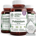 Natural Nutra Elemental Potassium Gluconate 99 mg Dietary Supplement – Promotes Energy, Helps Boost Nervous System, Promotes Heart Health, Mineral Regulation, Muscle Function - 100 Vegan Tablets