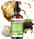 Collagen Mojo - Collagen líquido para hombres de mujeres, péptidos colágenos con musgo de maní de león, arandela &amp; l-Theanine - Cabello, piel, uñas, soporte conjunto, foco, alta absorción - 100.000mcg, 2 Oz