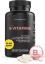 Livingood Daily Vitamin B Complex Capsules for Men and Women, Methylated B12 & Folate, 11 Formas activas que incluyen B1 B2 B3 B5 B6 " Biotin, Gluten Free, Vegan B Vitaminas para uñas de piel de pelo, 30 cápsulas