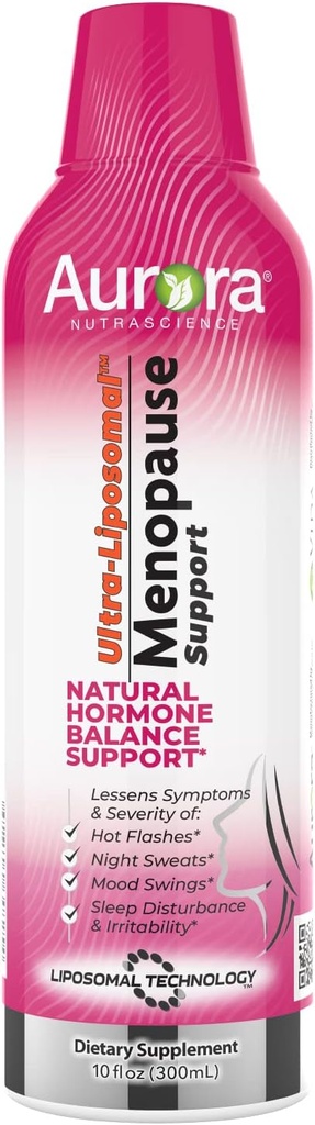 Aurora Nutrascience Menopause Ultra-Liposomal Soporte con EstroG-100 clínicamente probado para reducir síntomas de menopausia " perimenopause, Flashes calientes, sudaderas nocturnas, sudaderas de orina, 30 piezas, 10 fl oz