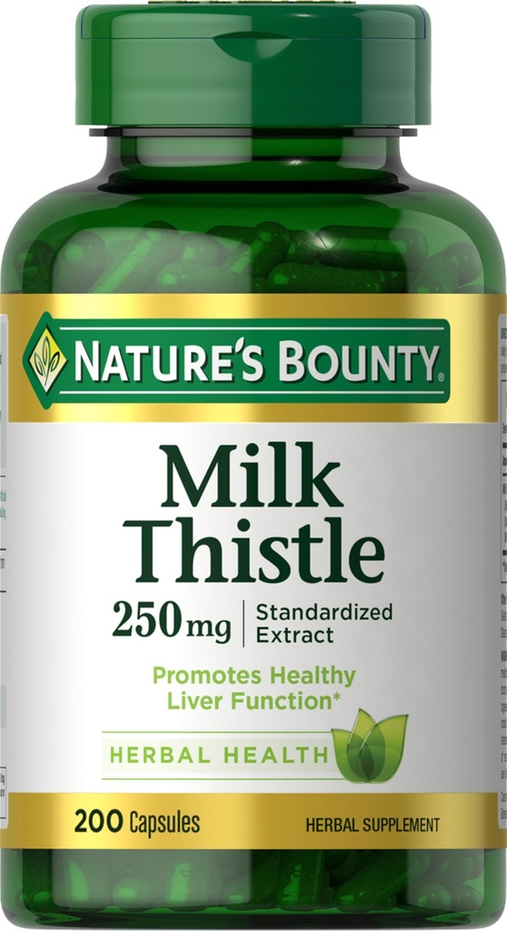 Esteto de leche bonty Capsules, usado tradicionalmente para la salud del hígado, suplemento de hierbas, 250 mg por servidumbre, 200 conteo