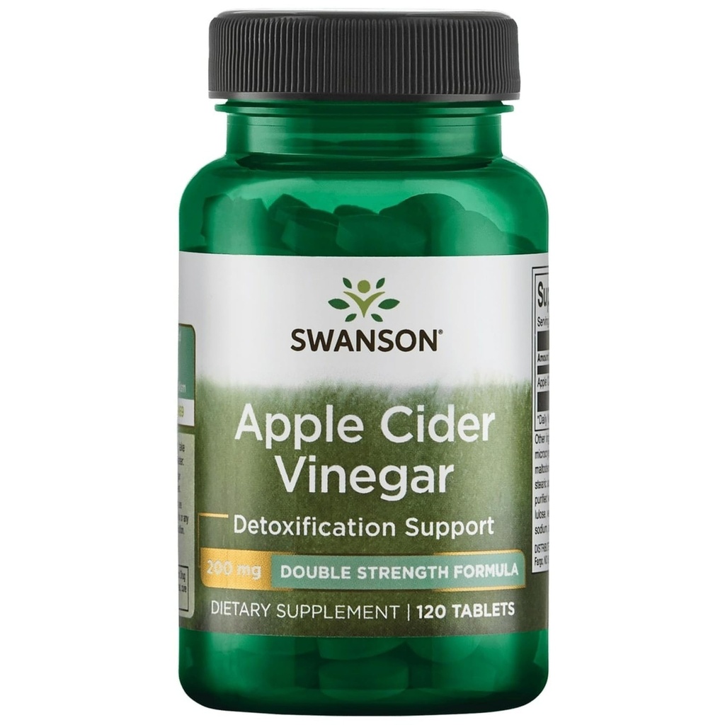Swanson Double-Strength Apple Cider Vinegar 200 Milligrams 120 Tabs