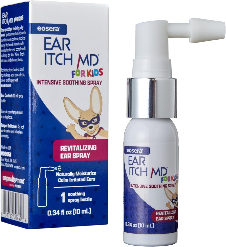 eosera® Ear Itch MD® for Kids – Soothing Ear Drops for Dry, Itchy Ears – Natural Moisturizing Formula with Vitamin E – Relief for Allergies, Eczema, Dermatitis – Safe for Ages 2+ " Hearing Aid Users