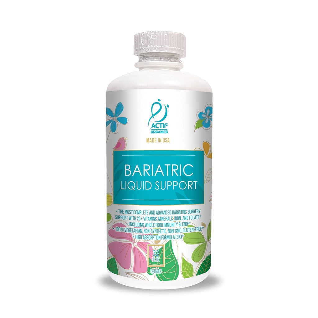 ACTIF Organic Bariatric Liquid Multivitamin con 25+ Vitaminas Orgánicas y Minerales para Cirugía Bariatrica, Fórmula Avanzada - 90 cuenta Pack de