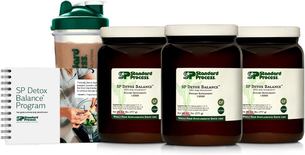 Standard Process SP Detox Balance Kit, 28-Day Program - Detox Cleanse with Pea Protein, Iron, Magnesium & Choline - Vegan, Non-Dairy & Gluten-Free (3 Pack)