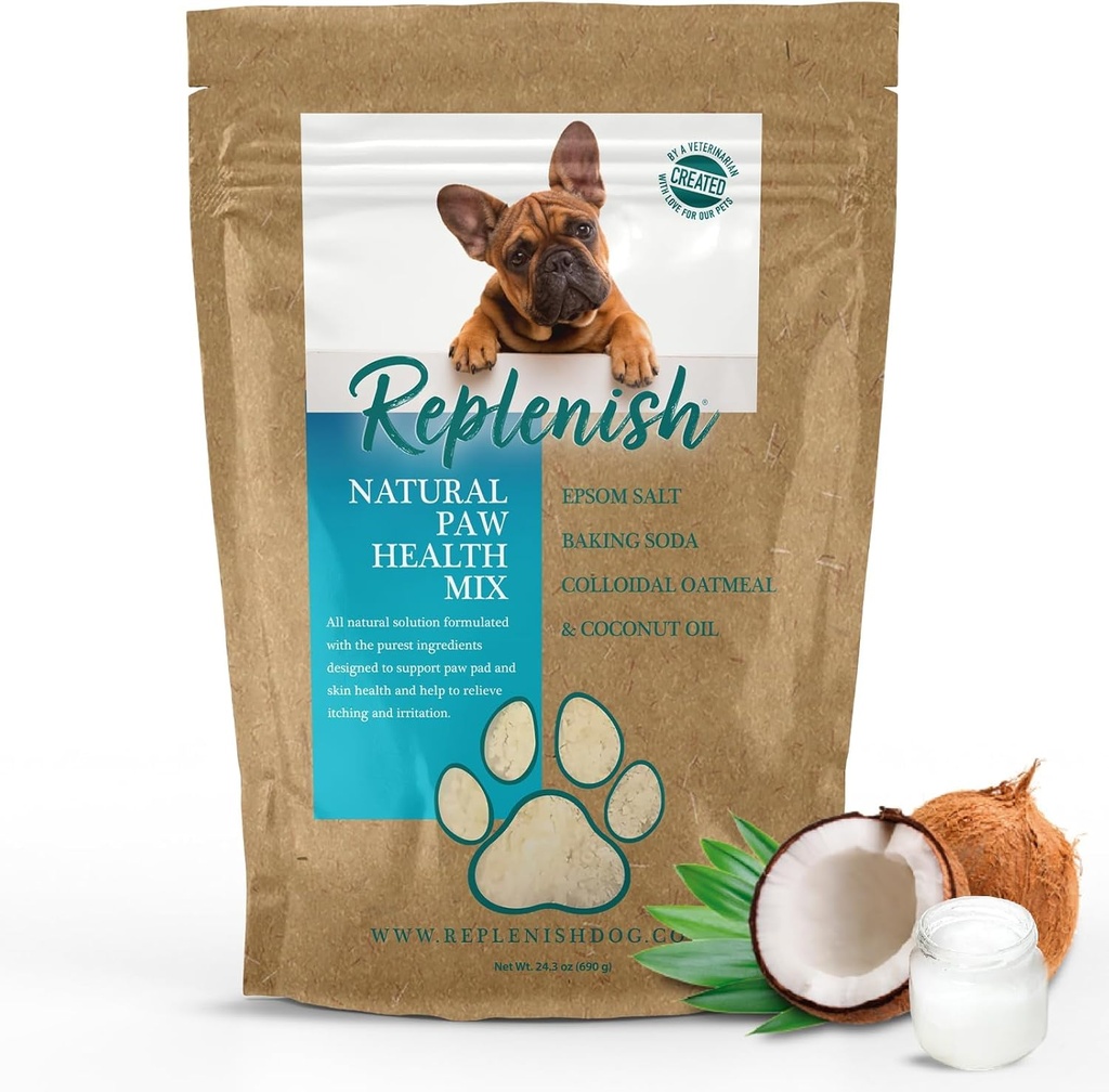 Replenish Dog Paw Healing Solution – All Natural Epsom Salt for Dogs Paws - Medicated Paw Solution " Moisturizer for Dry Cracked Paws - Epsom Salt Treatment - Spa Paw Protection for Dogs