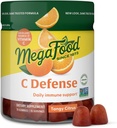 MegaFood C Defense Daily Immune Support Supplement - Chewable Vitamin C Gummies, Tangy Citrus Flavor, Hecho con comida real Como Orange &amp; Cranberry, Vegan, Gluten-Free - 70 vitaminas Gummy, 35 Serviciones