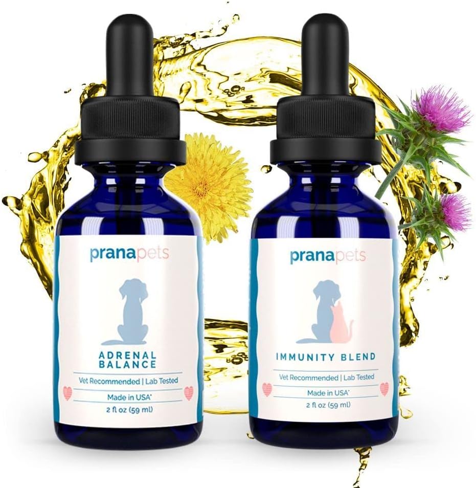 PranaPets Adrenal Immunity Regimen ¦ Adrenal Balance for Dogs with Cushing’s &amp; Immunity Blend Supplement for Dogs & Cats