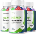 (3 Pack) Rejuvazen Gummies - Fórmula Oficial - Rejuvazen Hemp Gummies Blood Pressure Sugar Fórmula 300mg, Rejuvazen Gummies High Potency Blend Big Size Gummies 25mg Por Gummy 1500mg (180 Gummies)