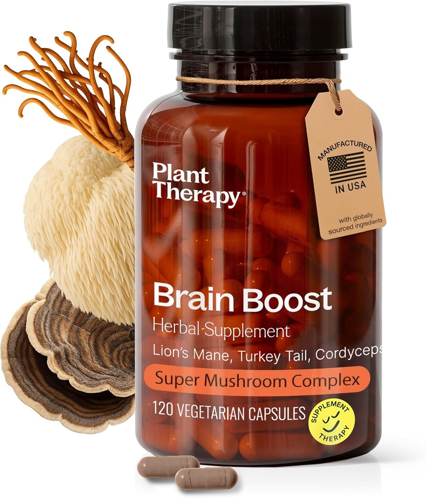 Terapia vegetal Capsules Mane Mane Mane Manufactured en USA 4 Month Supply with Turkey Tail and Cordyceps Supports Memory Focus Supplements for Women &amp; Men Brain Boost 120 Vegetarian Capsules