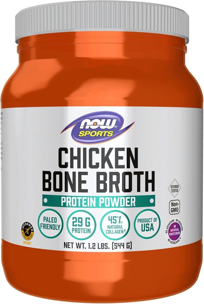 AHORA Foods Sports Nutrition, Chicken Bone Broth Powder hecho con Premium-Quality Chicken Bone Extract, 1.2-Pound