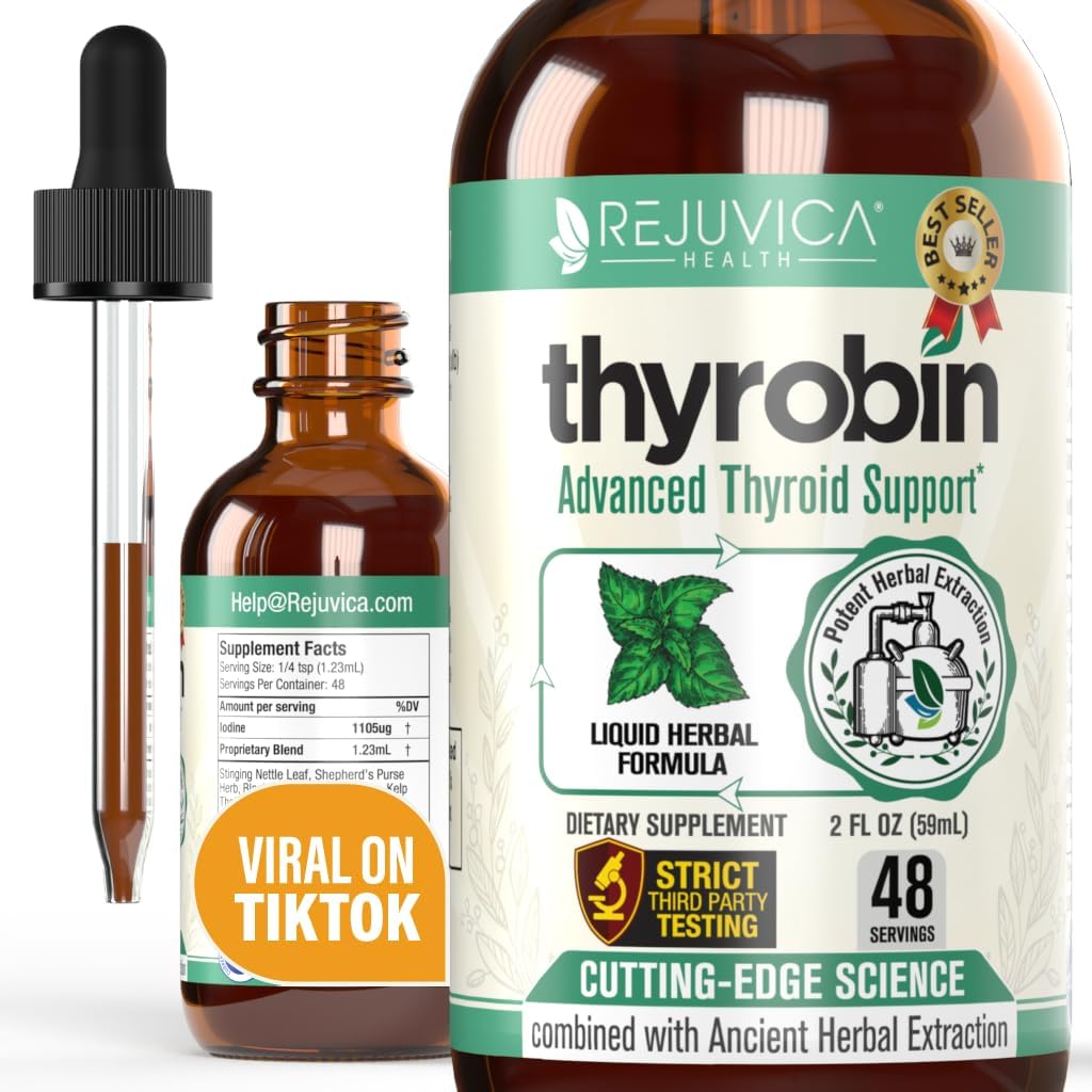 Thyrobin - Advanced Thyroid Support Supplement - Liquid Delivery for Better Absorption - Iodine, Stinginging Nettle, Kelp, Astragalus, Ashwagandha &amp; More!