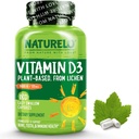 NATURELO Vitamina D - 5000 UI - Planta Basada en Lichen - Natural D3 Suplemento para Sistema Inmunitario, Soporte de Hueso, Salud Conjunta - Alta Potencia - Vegan - No GMO - Gluten Gratis - 180 cápsulas