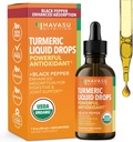 USDA Organic Turmeric Liquid Drops with Black Pepper - 1000mg Curcumin Supplement for Immune & Digestive Health - 30 Servings - Enhanced Absorption - Non-GMO, Vegan, Gluten Free - Unflavored, 1 Fl Oz