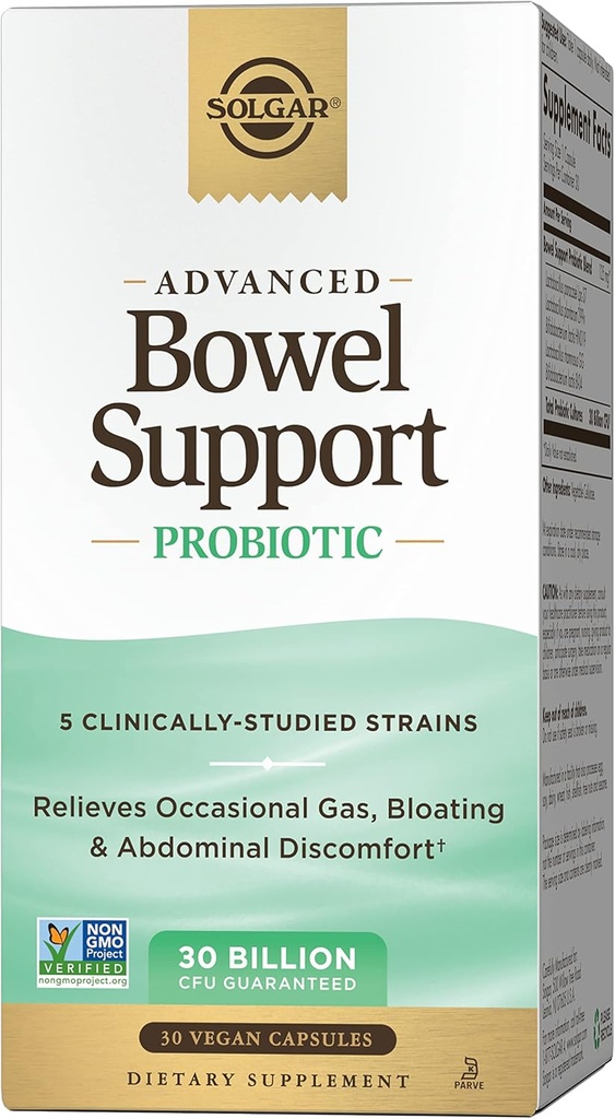 Solgar Bowel Soporte Probiótico, 30 cápsulas