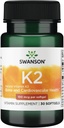 Swanson Vitamina K2 (Menaquinone-7) - Suplemento Vitamina Apoyo Cardiovascular y Bone Health - Hecho de Natto japonés para ayudar a regular el calcio - (30 Softgels, 100 mg cada uno)