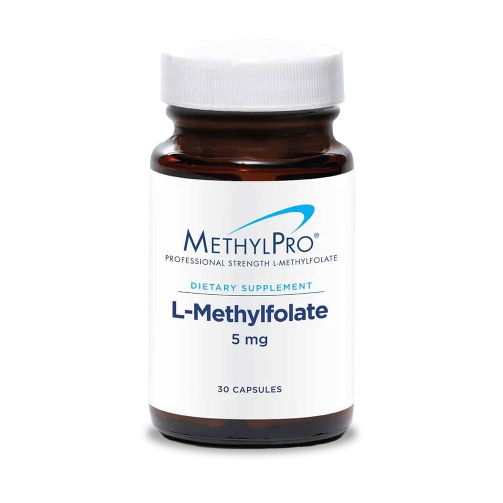 MetilPro L-Methylfolate 5 mg - L Folato de metil, Suplemento de metillfolato para hombres y mujeres, vitamina metilada B9 (5-MTHF) para la salud cerebral, el foco, la calma - 30 cápsulas (Pack of 1)