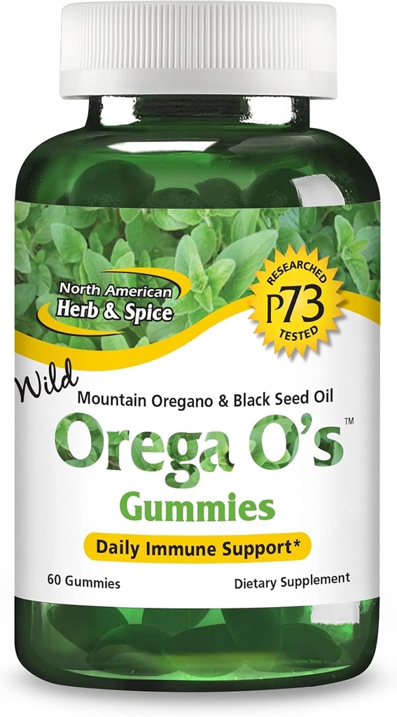 NORTH AMERICAN HERB &amp; SPICE Orega O's - 60 Gummies with Wild Mountain Oregano &amp; Black Seed Oil - Non-GMO - 30 Servings