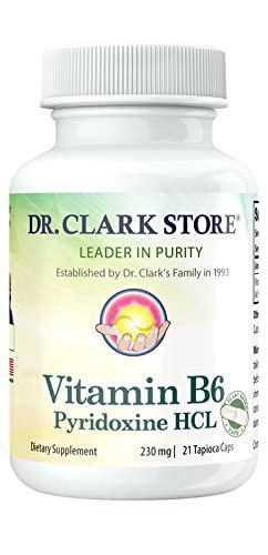 Dr. Clark Vitamin B6 Supplement – 230mg, 21 Tapioca Capsules, Supports Energy Metabolism & Nervous System Health