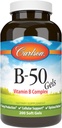 Carlson - B-50 Gels, Complejo de vitamina B, Producción de energía, Soporte celular y bienestar óptimo, 200 Softgels