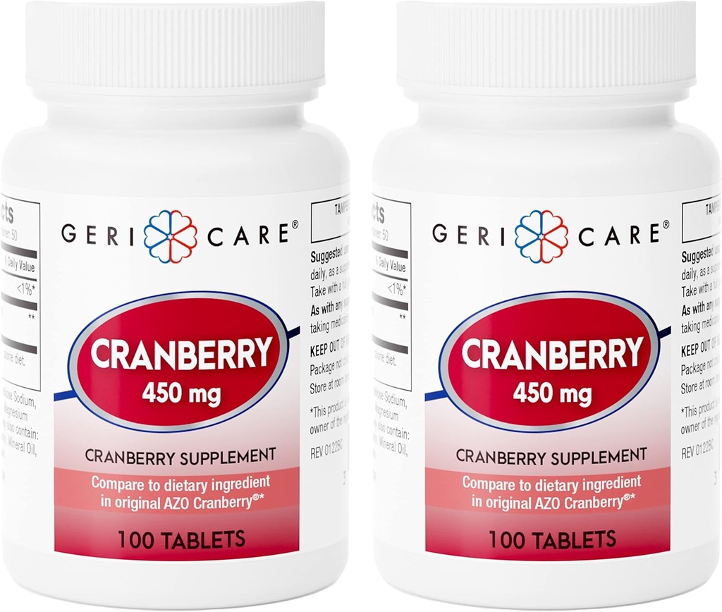 High-Potency Cranberry Supplement - 450mg Pure Cranberry Tablets for Urinary Tract Health Natural UTI Prevention for Men & Women- GMO, Gluten & Dairy Free Cranberry Concentrate 100 Count (2pk)