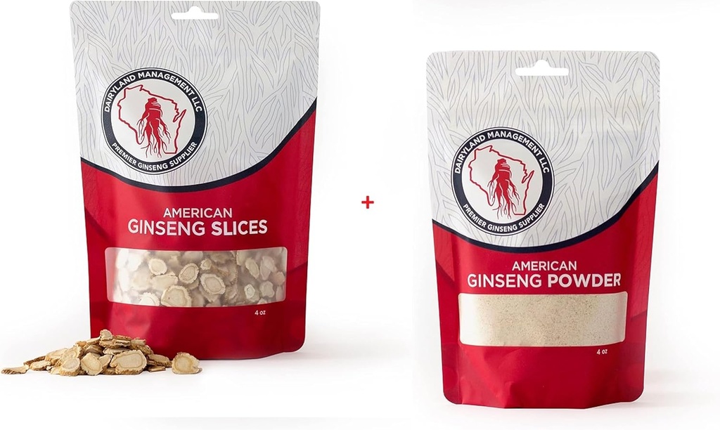 Dairyland American Ginseng Slices y Powder - 4 oz Pack Cada de Wisconsin Ginseng – Directo de Farmer a Consumidor