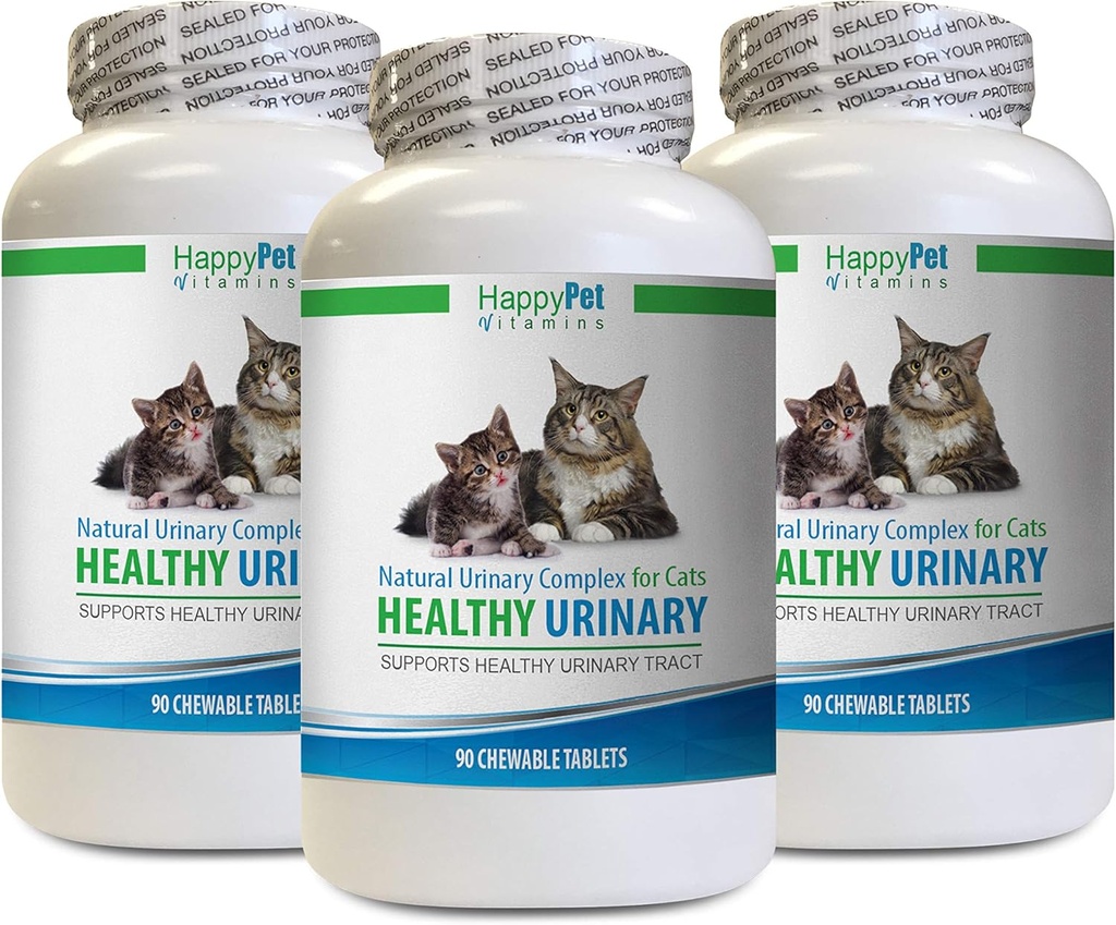 gato UTI Suplemento - CAT Complejo urinario saludable - UTI Solución - Fórmula natural - Anti gato Incontinencia urinaria - 3 Botellas (270 Tablas)