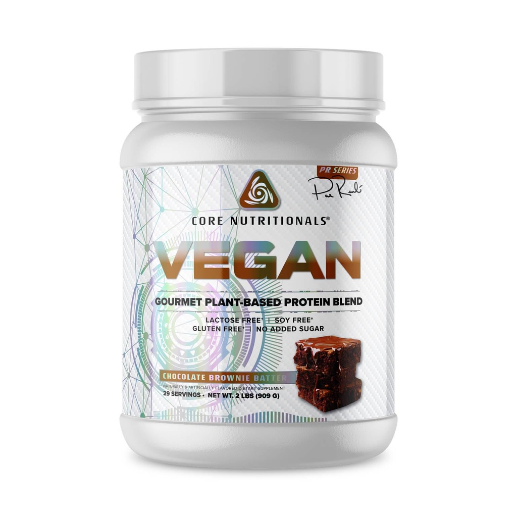 Core Nutritionals Vegan Gourmet Plant Based Protein Blend ← Vegan BCAAs ← Lactose, Soy, Sugar, " Gluten Free ← 21g Pea Protein ← 2 Pound (Chocolate Brownie Batter)