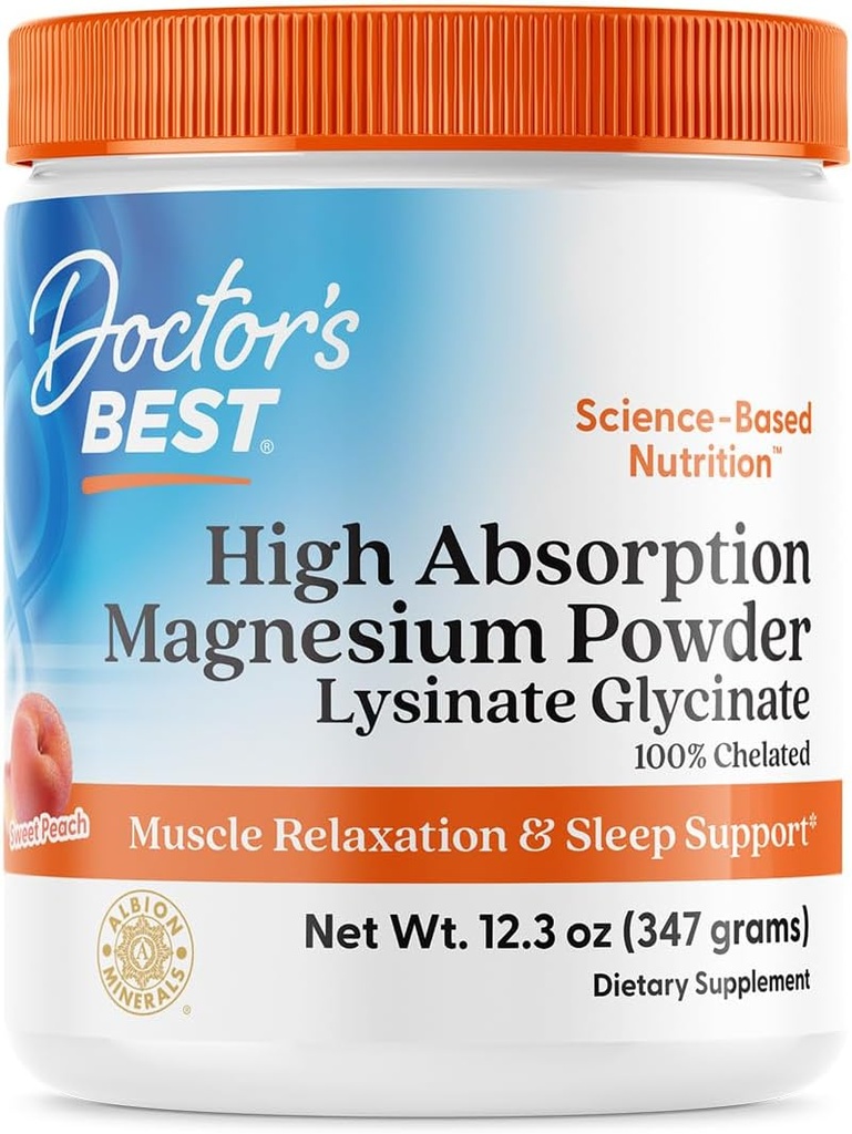 Mejor alta absorción del doctor Magnesium Powder (Peach Flavored) 100% Chelated TRACCS, Not Buffered, Headaches, Muscle, Vegan, Peach Flavor, 12.3 Ounce (Pack of 1)